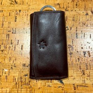 Dark brown genuine leather card and key holder